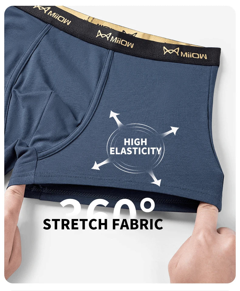 MiiOW 3Pcs Men's Antibacterial Boxer Underwear - Cotton Breathable Mesh Crotch Plus Size Boxershorts - ShopHub