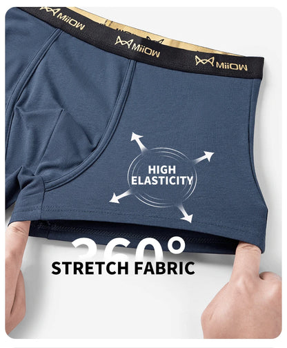 MiiOW 3Pcs Men's Antibacterial Boxer Underwear - Cotton Breathable Mesh Crotch Plus Size Boxershorts - ShopHub