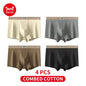 MiiOW 4Pcs Cotton Men's Underwear Soft Antibacterial U-shaped Crotch Breathable Boxer Briefs - ShopHub