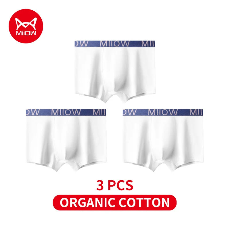 MiiOW Men's Cotton Underwear - 3Pcs Antibacterial Boxers - ShopHub