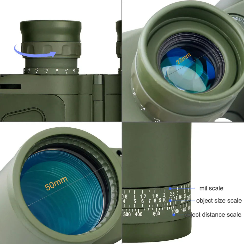Professional Binoculars – Waterproof with Rangefinder & Compass (10x50) Habicare