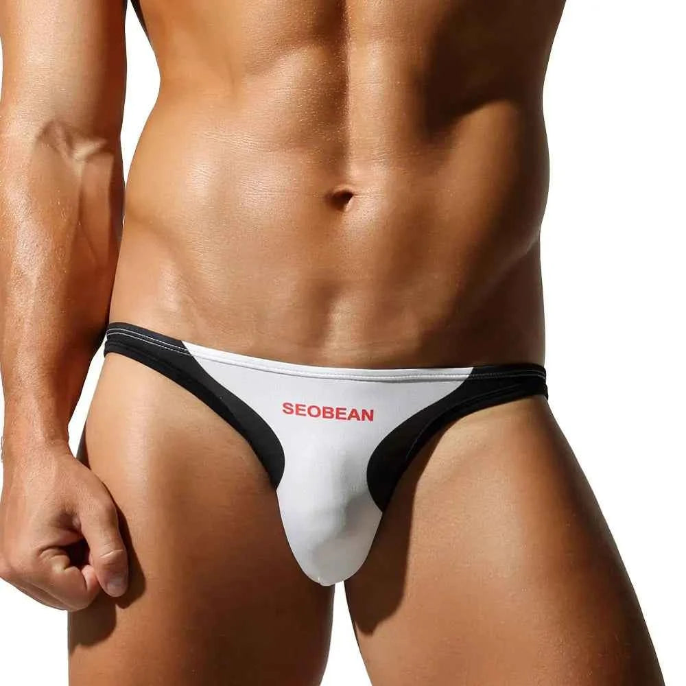 SEOBEAN Men's Low-Rise Briefs with 3D Contoured Pouch and Branded Logo Waistband - Smooth Stretch Fabric Minimalist Underwear