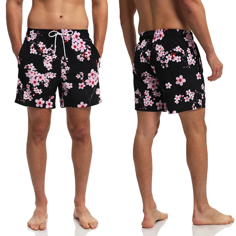 Men's summer boardshorts by ShopHub NZ featuring breathable mesh lining, elastic waist, side pockets, perfect for beach and gym use.