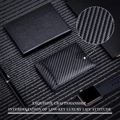 Rfid Leather Men Wallets Money Bag Slim Thin Card Holder Wallet Carbon Fiber Male Small Short Purse Black Billfold Walet Gifts