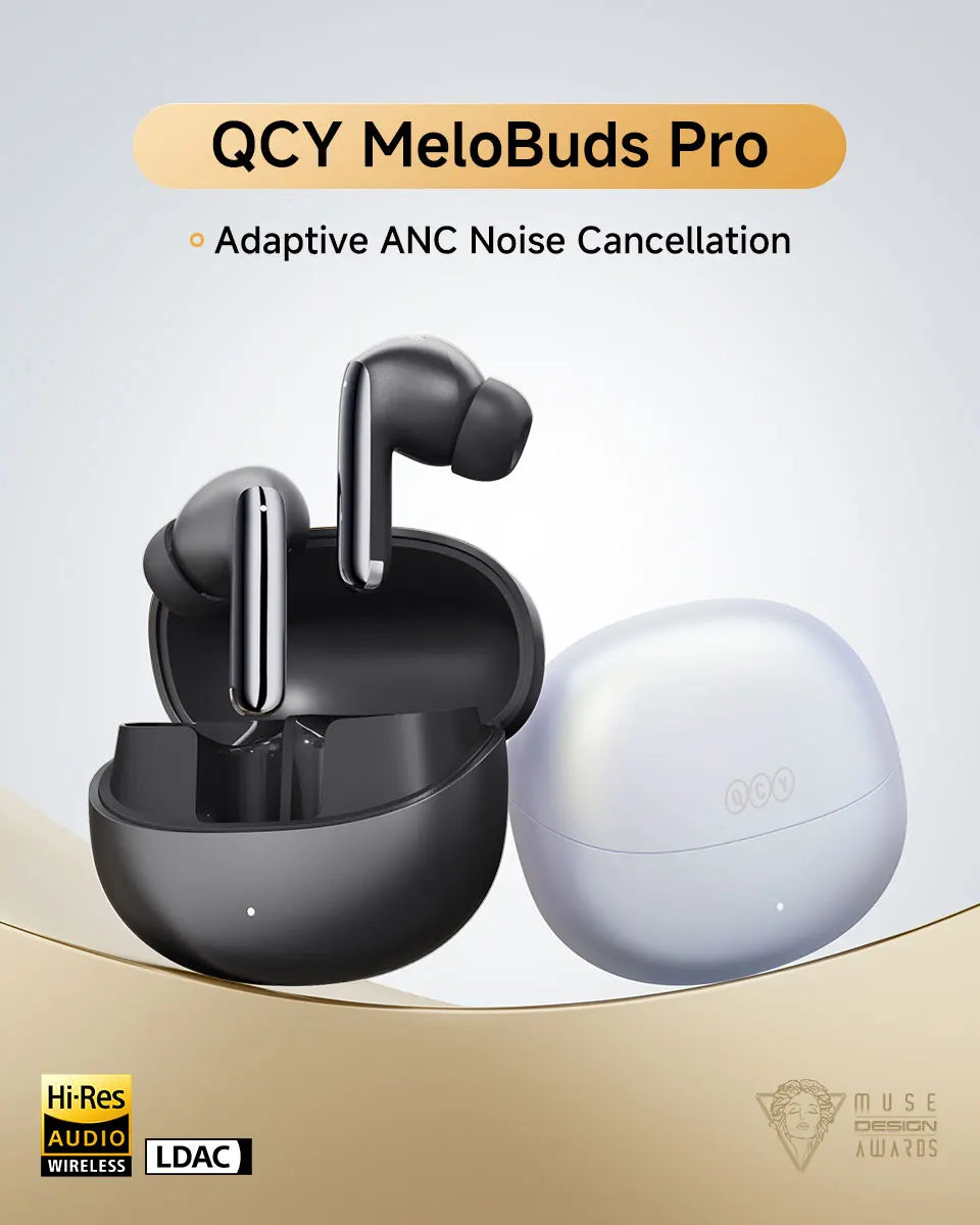 QCY MeloBuds Pro ANC Earphones with 46dB Hybrid ANC, 6 Mics, Hi-Res LDAC, and 34H Playtime - ShopHub