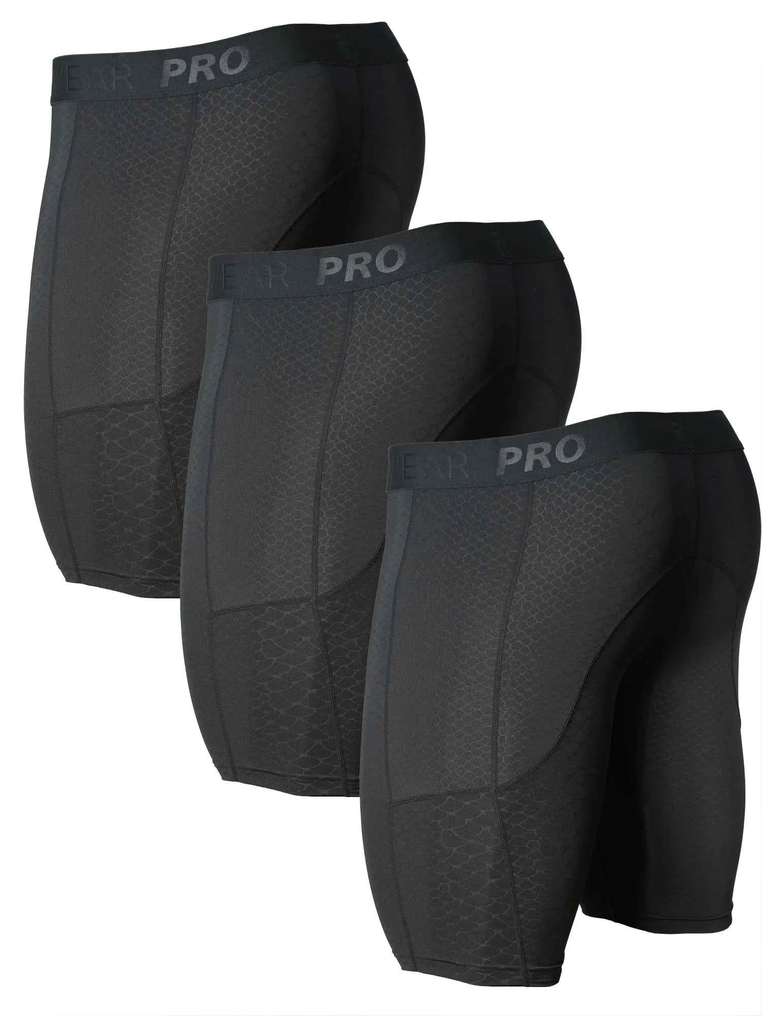 3pcs Men's Sports Underwear with Pockets - Running Fitness, Snake Pattern Embossed, Moisture Wicking Quick Drying