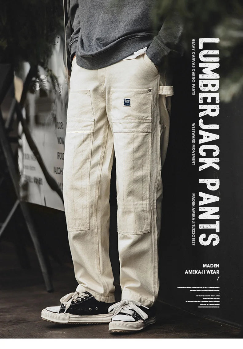 Maden Multi Pockets White Jeans