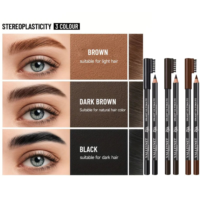 Ultra-fine Wooden Eyebrow Pencils with Brush