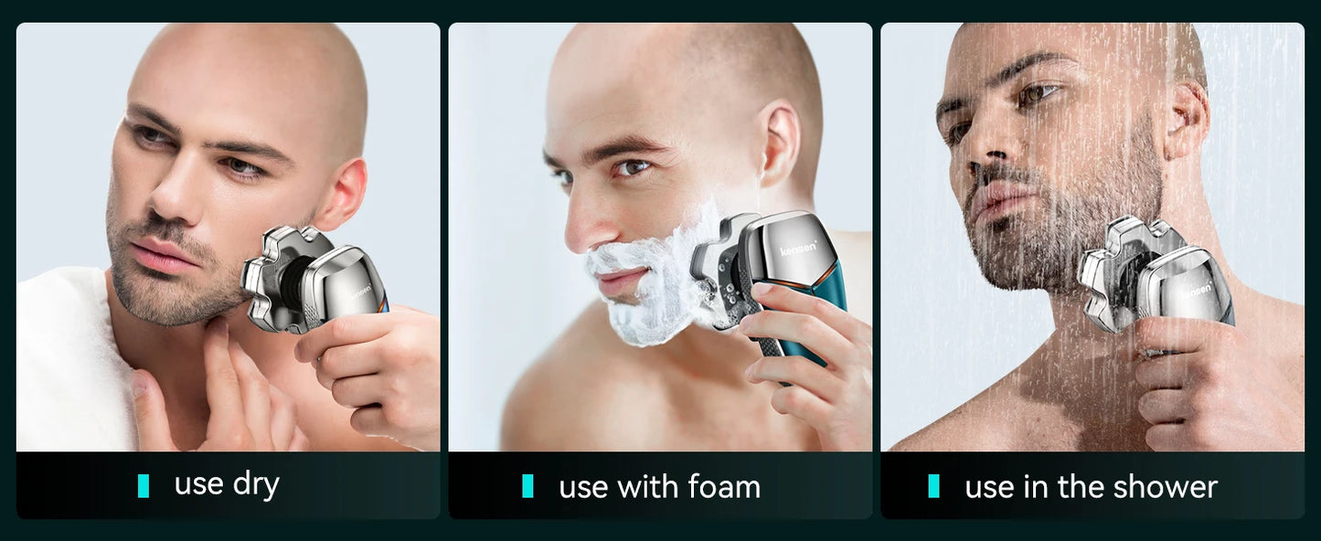 KENSEN 5 in 1 Electric Head Shaver Magnetic 7D Floating Blade