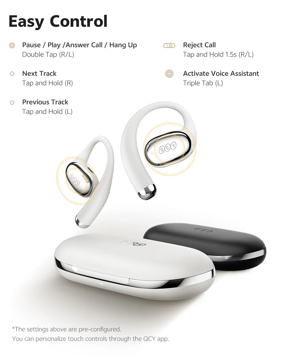 QCY Crossky R70 Wireless Headphones - Hi-Res Open-Ear Bluetooth 6.0 Earhooks with Bass Boost - ShopHub