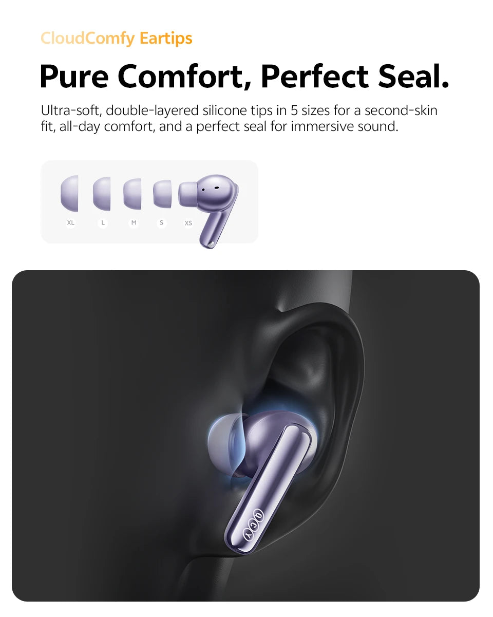 QCY MeloBuds N70 Wireless Earphones with Hybrid Adaptive ANC, Hi-Res Sound, and 50Hrs Battery Life - ShopHub
