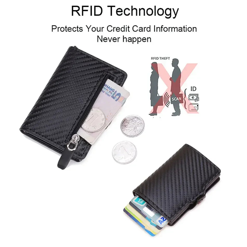 Carbon Fiber Rfid Credit Card Holder Men Wallets Storage Money Bag Hand Purse Small Mini Slim Wallets Carteira Masculina