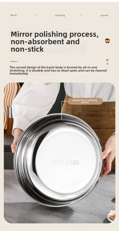 Large Stainless Steel Mixing Bowls - Rust Resistant Kitchen Utensils for Dough, Pasta, Vegetables, and Soups - ShopHub