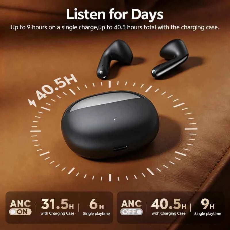 QCY AilyBuds E50 Wireless Earbuds with Bluetooth 6.0, Spatial Sound, 11mm Drivers, In-Ear Detection, HT11 Bass Boost, and 40H Playtime