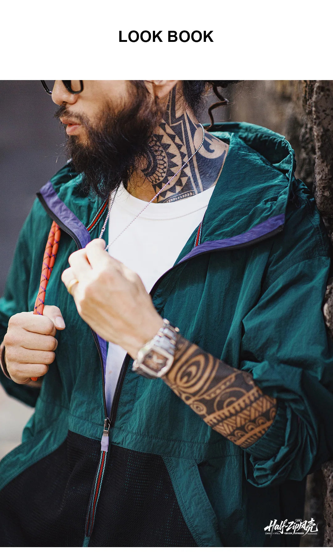 MADEN Gorpcore Half-zip Hooded Jacket Men Lightweight Relaxed Oversized Light Outdoor Utility Workwear Casual Spring Autumn
