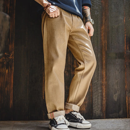 Maden Men‘s Khaki 11.7oz Selvedge Raw Jeans