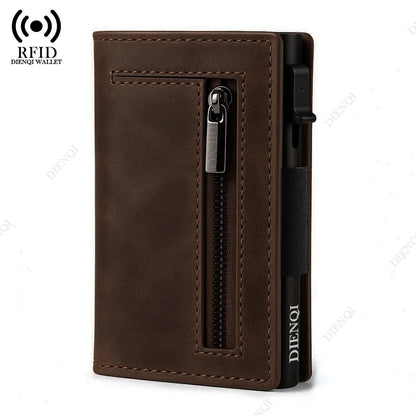 Anti-theft Credit Card Holder Men Wallets Rfid Blocking Aluminum Leather Pop Up Minimalist Wallet Cardholder Wallets for Men