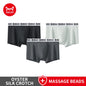 MiiOW 3Pcs Men's Breathable Underwear Ice Silk 10A Antibacterial Boxershorts with 101 Massage Beads - ShopHub