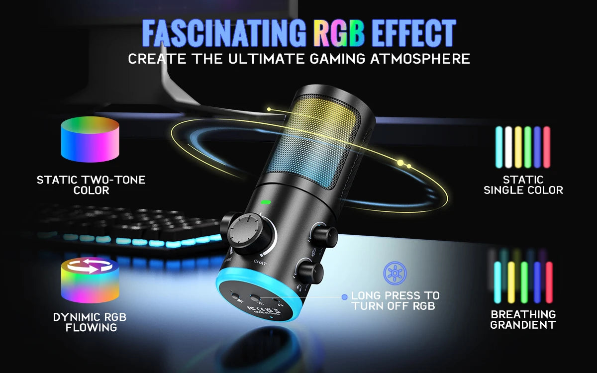 FIFINE USB Gaming Microphone: Premium Quality with Noise Cancellation & RGB Lighting
