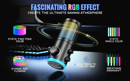 FIFINE USB Gaming Microphone: Premium Quality with Noise Cancellation & RGB Lighting