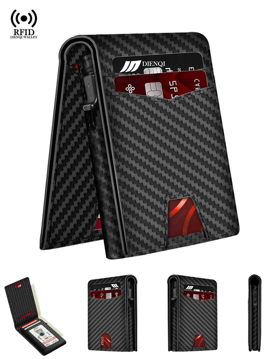 DIENQI Business Luxury Brand Credit Card Holder Slim Thin Men Wallets High Quality Carbon Travel Pocket Wallet Money Bag Purse