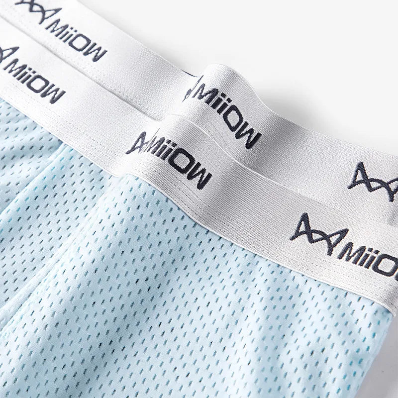 MiiOW Ice Silk Men's Underwear - 3Pcs Breathable Mesh Antibacterial Boxer Briefs - ShopHub