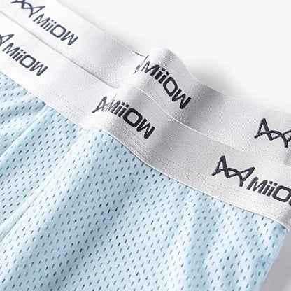 MiiOW Ice Silk Men's Underwear - 3Pcs Breathable Mesh Antibacterial Boxer Briefs - ShopHub