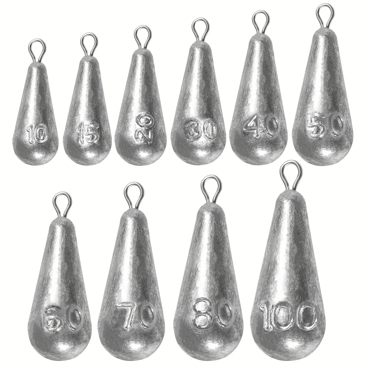 Teardrop Fishing Sinkers – Lead Weights for Bass (10 Sizes) Habicare