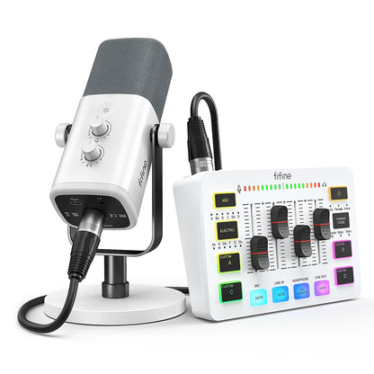 FIFINE All-in-One Podcast Kit with RGB Audio Mixer: Elevate Your Streaming Experience