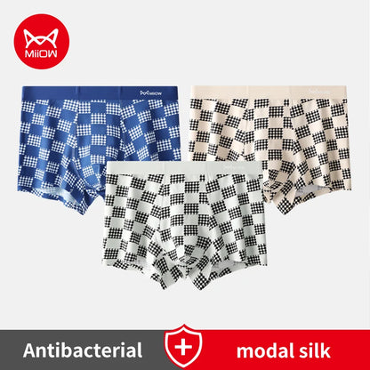 MiiOW Men's Antibacterial Boxer Shorts - 3Pcs Modal Cotton Underwear - ShopHub
