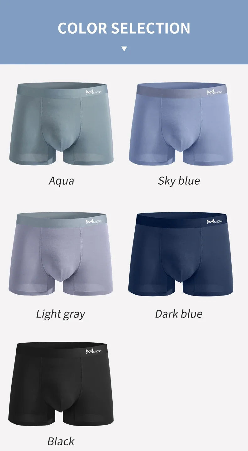 MiiOW Men's Modal Underwear - 3Pcs Graphene Antibacterial Boxer with Seamless Cuffs - ShopHub