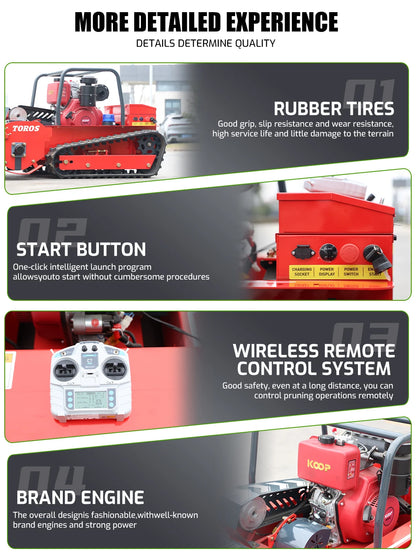 Customized Big Power Diesel Engine Small Robot Grass Cutter Cutting Width 80cm 100cm 120cm Remote Control Crawler Lawn Mower