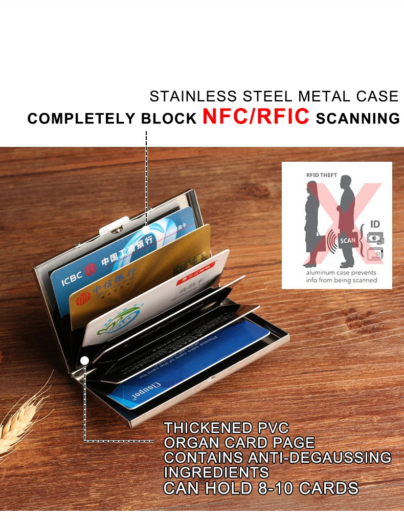Rfid Business Credit Card Holder Men Women Minimalist Wallet Aluminium Bank Cardholder Case with Money Clip Designer Porte Carte
