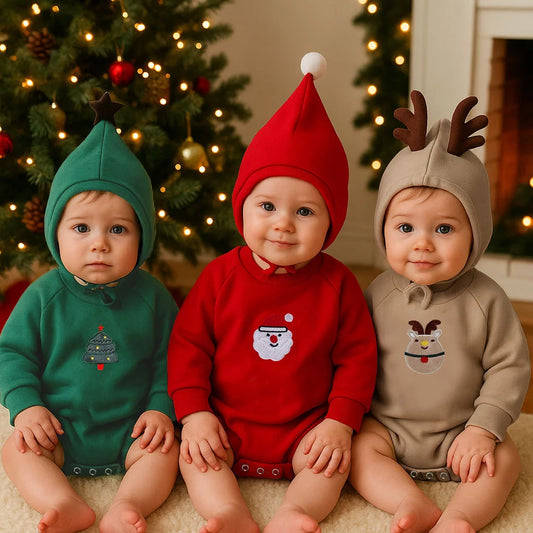 Kids Tales Merry Moments Cotton-Blend Christmas Baby Romper