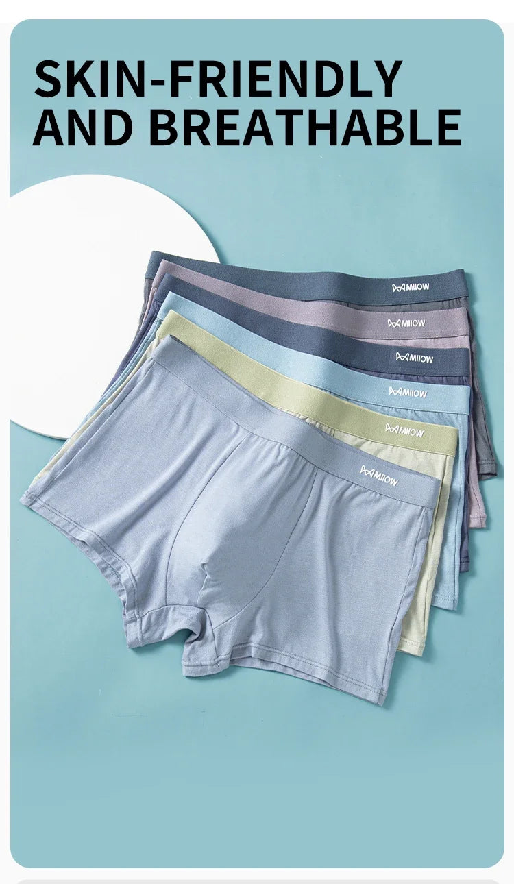 MiiOW Antibacterial Modal Men Underwear - 3 Pcs Breathable Boxers - ShopHub