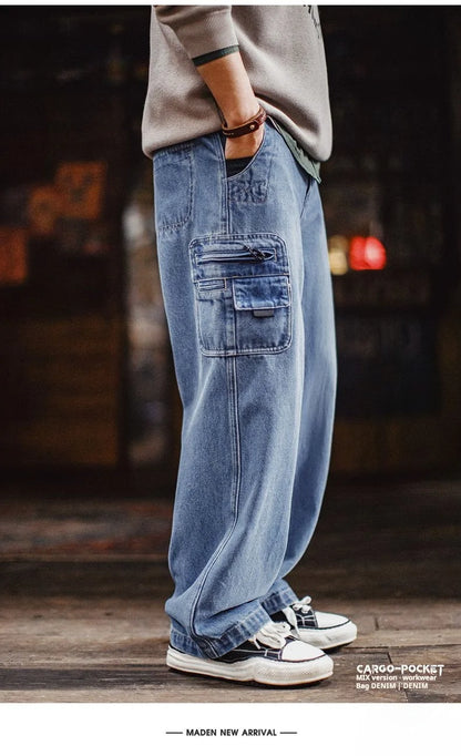 Maden Men's Vintage 10.5oz Washed Denim Jeans