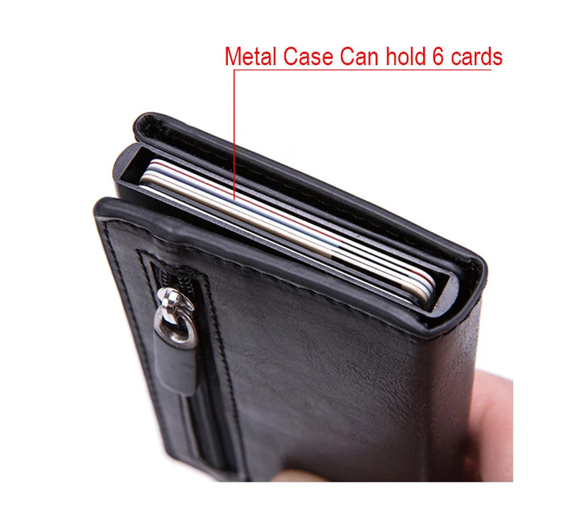 Anti Rfid Metal Business Card Holder Automatic Pop Up Case Men Trifold Coin Purse Small Carbon Visit Credit Cardholder for Men