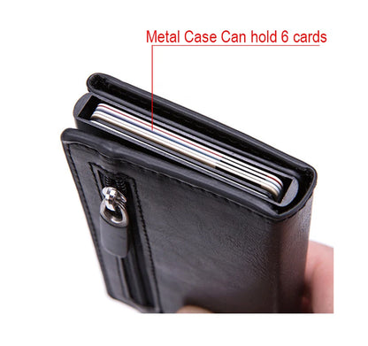 Anti Rfid Metal Business Card Holder Automatic Pop Up Case Men Trifold Coin Purse Small Carbon Visit Credit Cardholder for Men