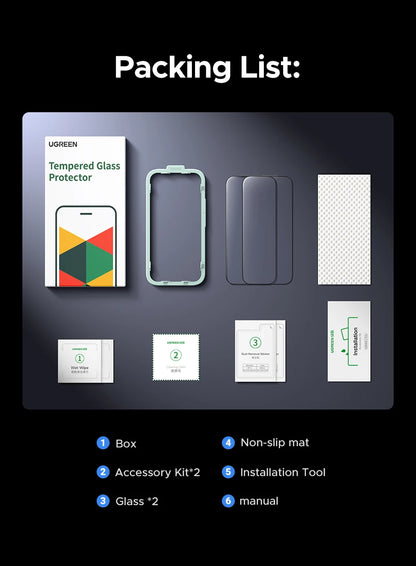 UGREEN 9D Full Cover Tempered Glass Screen Protector for iPhone 17 Pro Max