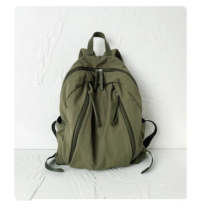 FOXER Simple Solid Color Backpack Women Backpack Waterproof Cotton Fabric Laptop School Bag Fashion Teenage Girl Travel Book Bag
