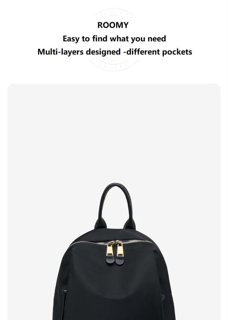 New Oxford &Leather Female Aesthetic Backpack School Bags Luxury Designer for Girls Women Backpacks Travel Light Weight - SC1708