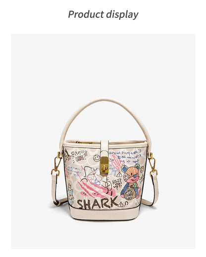 FOXER PU Leather Stylish Women's Dating Handbag Premium Commuter Messenger Shoulder Bag Lady Office Prints Bucket Crossbody Bags