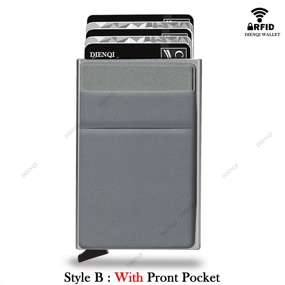 Rfid Smart Bank Credit Card Holder Wallet Metal Thin Slim Men Wallets Pop Up Minimalist Wallet Black Metal Bank Cardholder Case