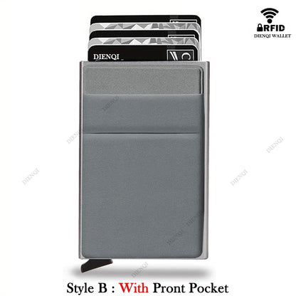 Rfid Smart Bank Credit Card Holder Wallet Metal Thin Slim Men Wallets Pop Up Minimalist Wallet Black Metal Bank Cardholder Case