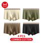 MiiOW 4Pcs Cotton Men's Underwear Soft Antibacterial U-shaped Crotch Breathable Boxer Briefs - ShopHub
