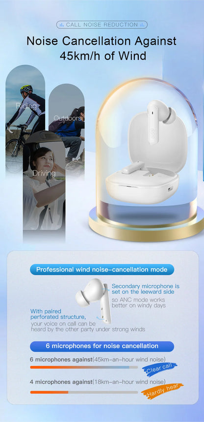 QCY HT05 ANC Wireless Earbuds - TWS Bluetooth 5.2 with 40dB Active Noise Cancellation and In-Ear Mics - ShopHub