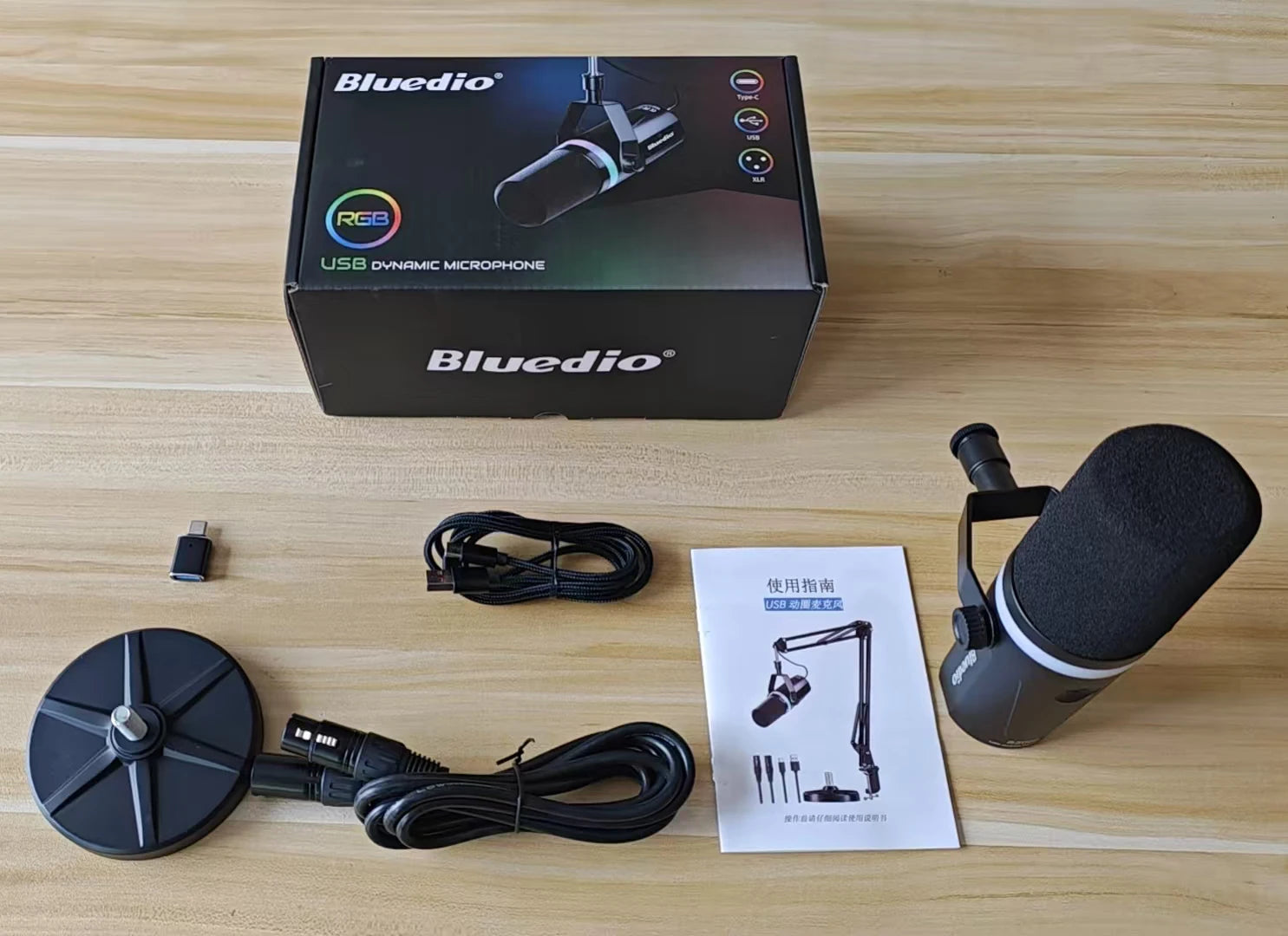 Bluedio S3000 Microphone - USB/XLR Dynamic Mic for Gaming, Streaming, and PS5/4 with Headphone Jack, RGB, and Mute Function - ShopHub