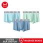 MiiOW 3Pcs Men's Breathable Underwear Ice Silk 10A Antibacterial Boxershorts with 101 Massage Beads - ShopHub