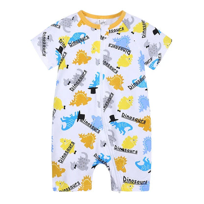 Kids Tales Summer Sprout Cotton-Stretch Double-Zip Romper