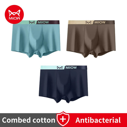 MiiOW Men's Antibacterial Underwear 3Pcs Cotton Boxers - ShopHub